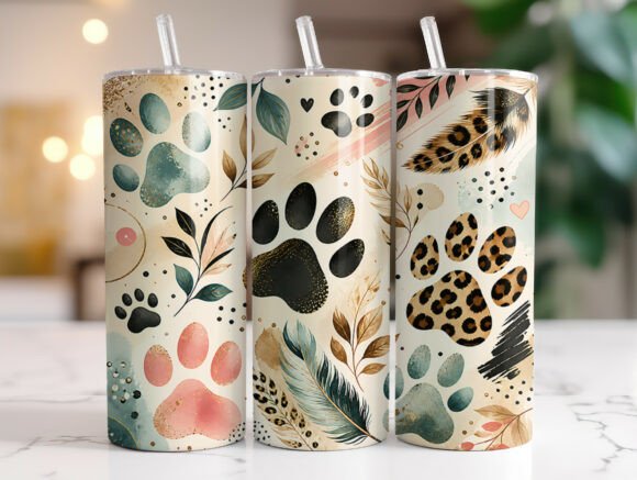 Boho Dog Paw Print Leopard 20oz Tumbler