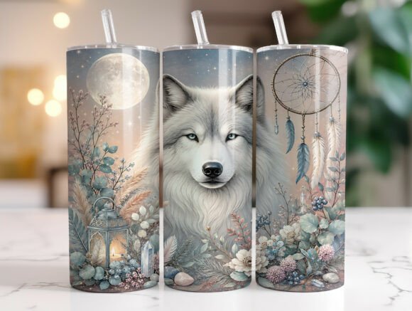 Boho Dreamcatcher Wolf 20oz Tumbler Wrap
