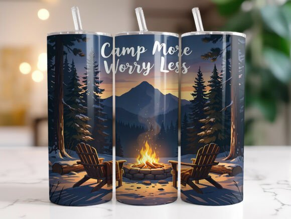 Camp More Worry Less 20oz Tumbler Wrap