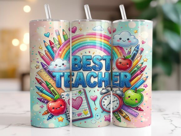 Colorful Best Teacher 20oz Tumbler Wrap