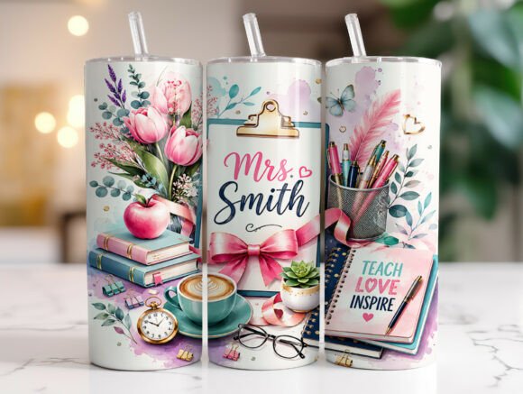 Coquette Teacher Floral 20oz Tumbler PNG