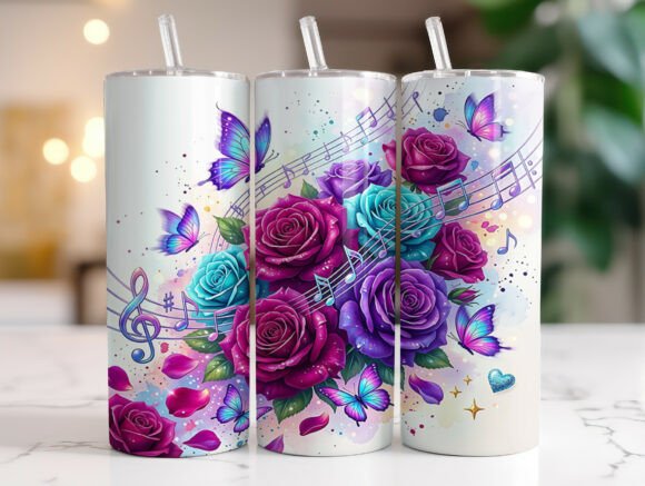Elegant Rose Music Notes Tumbler Wrap