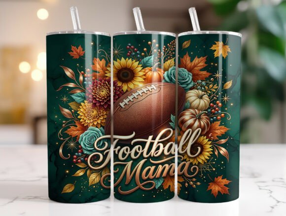 Fall Football Mama 20oz Tumbler Wrap PNG