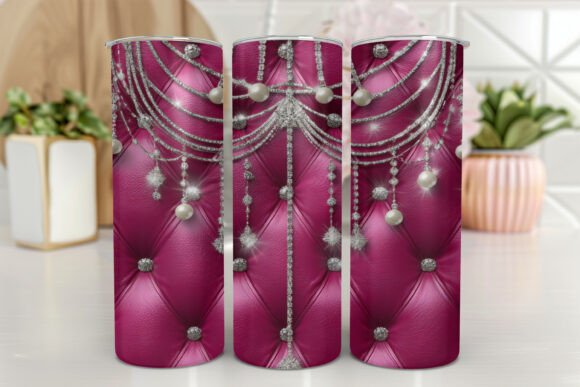 Glam Digital Tumbler PNG, Silver Glitter