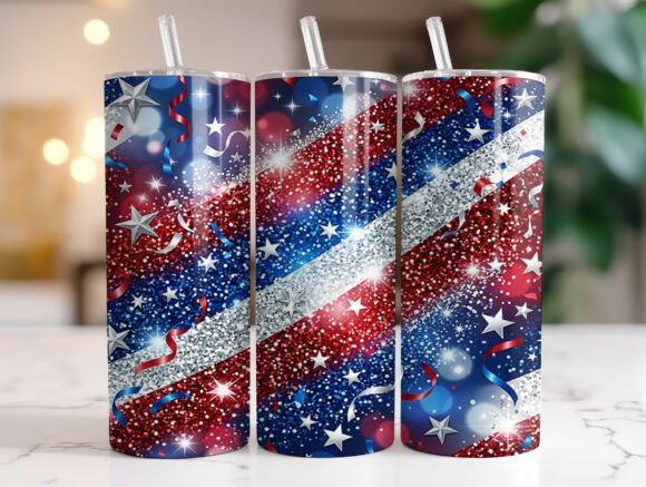 Glitter Patriotic 4th of July Tumbler