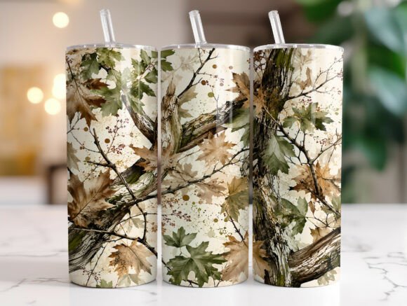 Hunting Camo Tree Leaves Tumbler Wrap