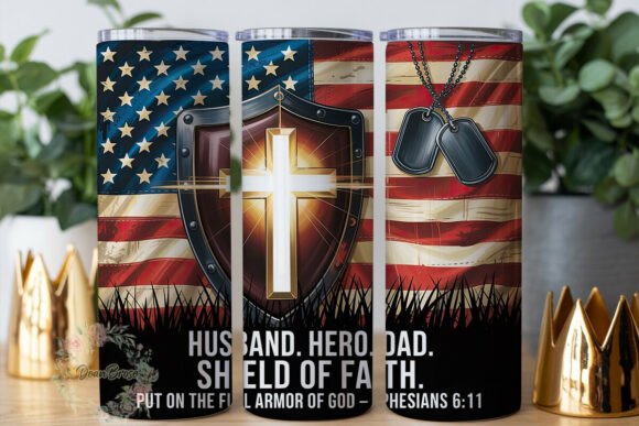 Husband Hero Dad Shield of Faith Tumbler