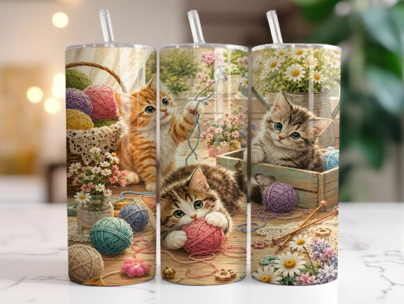 Kitten Knitting Yarn 20oz Tumbler Wrap