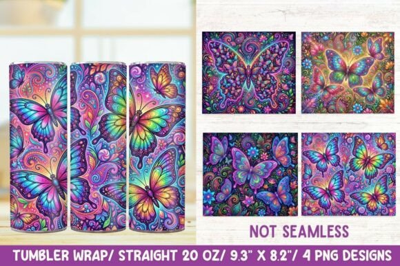 Neon Butterfly 20 OZ Skinny Tumbler Wrap