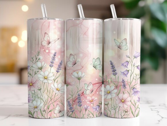 Pastel Wildflower Floral Tumbler Wrap
