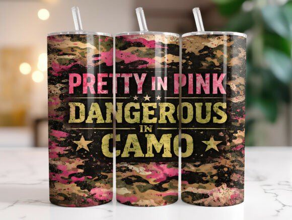 Pink Camo Hunting 20 Oz Tumbler Wrap