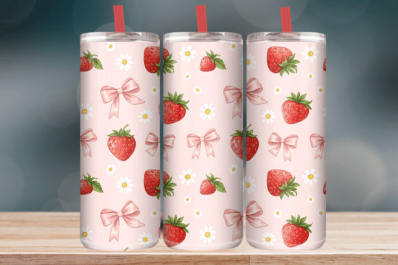 Strawberry Cute White Tumbler Wrap