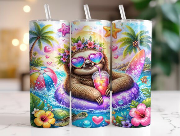 Summer Sloth 20oz Tumbler Wrap