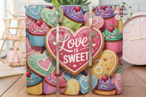 Sweet Valentine Hearts Cupcakes Tumbler