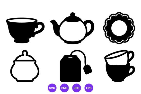 Tea Cup Teapot Sugar Bowl Icons